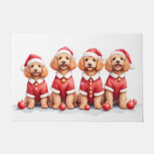 Cockapoo-Weihnachtskleid mit Santa-Hut Fußmatte (Vorderseite)