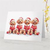 Cockapoo-Weihnachtskleid mit Santa-Hut Karte (Gelbe Blume)