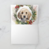 Cockapoo-Weihnachtskranz Festlicher Hund Karte (Innenseite)