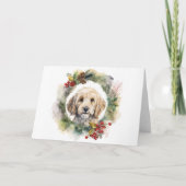Cockapoo-Weihnachtskranz Festlicher Hund Karte (Vorderseite)