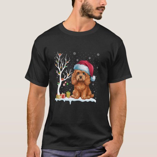 Cockapoo Weihnachtsmannmütze Festival Moon and Sta T-Shirt (Vorderseite)