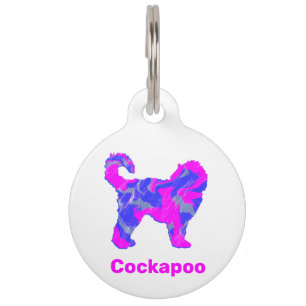 Cockapoo Welpe Crazy Hot Pink und blau / weiß Haustiermarke