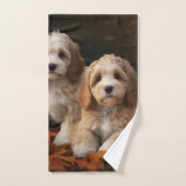 Cockapoo Welpe Herbst Kürbis Badhandtuch Set (Handtuch)