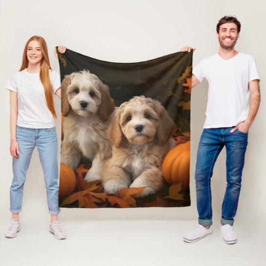 Cockapoo Welpe Herbst Kürbis Fleecedecke (Beispiel)