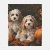 Cockapoo Welpe Herbst Kürbis Fleecedecke (Vorderseite)