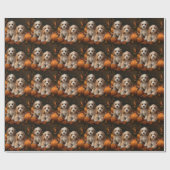 Cockapoo Welpe Herbst Kürbis Geschenkpapier (Flach)