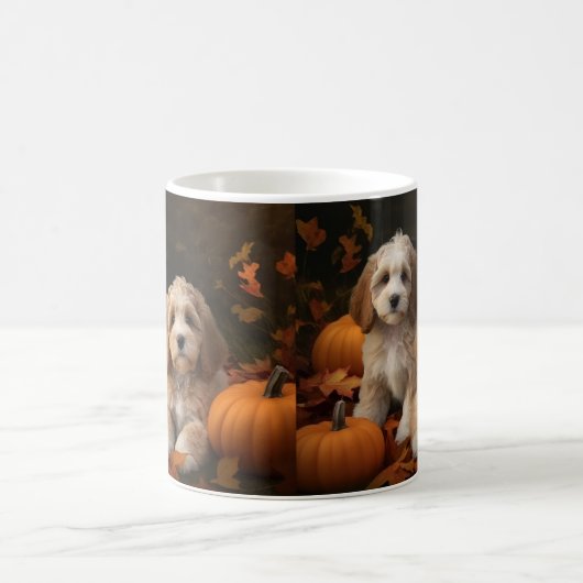 Cockapoo Welpe Herbst Kürbis Kaffeetasse (Mittel)