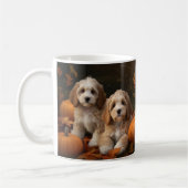 Cockapoo Welpe Herbst Kürbis Kaffeetasse (Links)