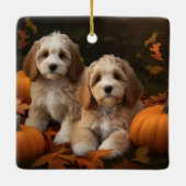 Cockapoo Welpe Herbst Kürbis Keramikornament (Rückseite)