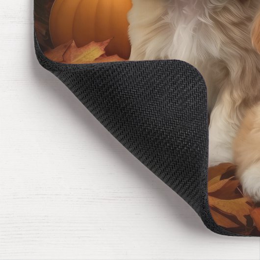 Cockapoo Welpe Herbst Kürbis Mousepad (Ecke)