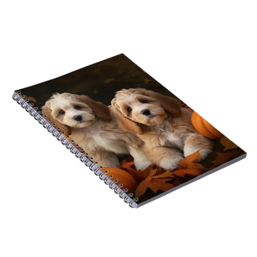 Cockapoo Welpe Herbst Kürbis Notizblock (Rechte Seite)