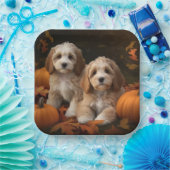 Cockapoo Welpe Herbst Kürbis Pappteller (Party)