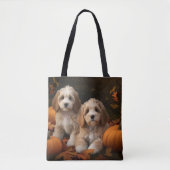Cockapoo Welpe Herbst Kürbis Tasche (Vorderseite)