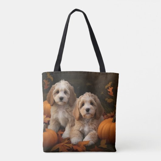 Cockapoo Welpe Herbst Kürbis Tasche (Rückseite)