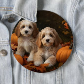 Cockapoo-Welpe Herbstfreude Kürbis Button (Beispiel)