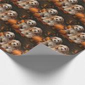 Cockapoo-Welpe Herbstfreude Kürbis Geschenkpapier (Ecke)