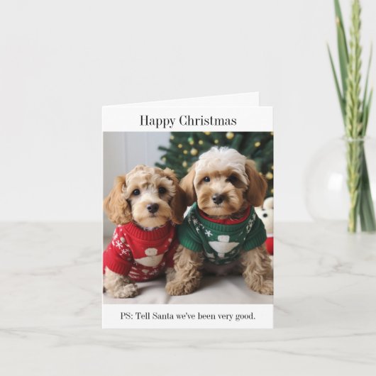 Cockapoo Welpen Weihnachtskarte Karte (Vorderseite)