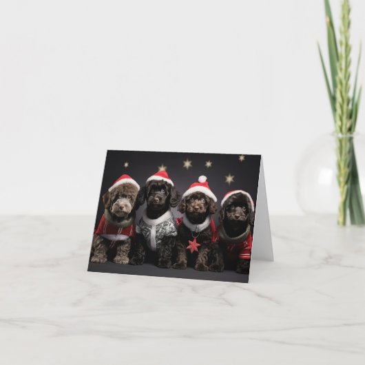 Cockapoo Welpen Weihnachtskarte Karte (Vorderseite)