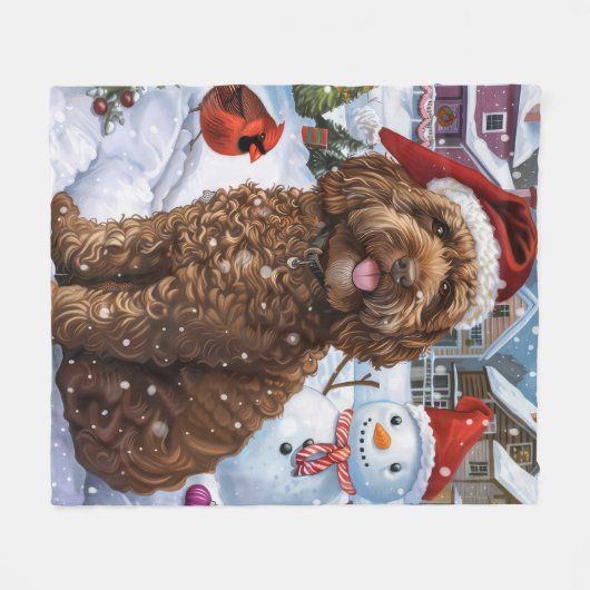 Cockapoo Winter Wunderland Weihnachtsfreuden Fleecedecke (Vorderseite (Horizontal))