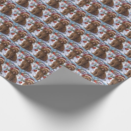 Cockapoo Winter Wunderland Weihnachtsfreuden Geschenkpapier (Ecke)