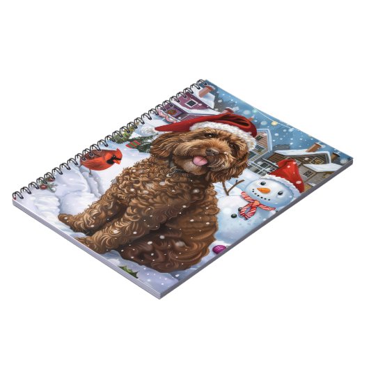 Cockapoo Winter Wunderland Weihnachtsfreuden Notizblock (Linke Seite)