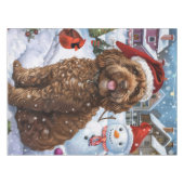 Cockapoo Winter Wunderland Weihnachtsfreuden Tischdecke (Vorderseite (Horizontal))