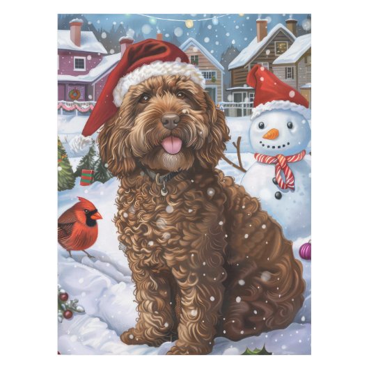 Cockapoo Winter Wunderland Weihnachtsfreuden Tischdecke (Vorderseite)