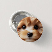 Cockapoodle Welpengesicht mit großen Augen, Niedli Button (Vorne & Hinten)