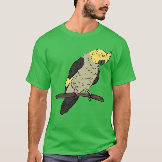 Cockatiel Bird auf einer Zweigstelle Birds Lover D T-Shirt (Vorderseite)