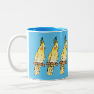 Cockatiel bird cartoon illustration zweifarbige tasse