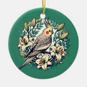 Cockatiel Bird Illustration Keramik Ornament (Vorne)