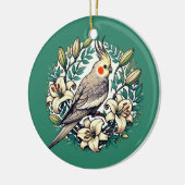 Cockatiel Bird Illustration Keramik Ornament (Links)