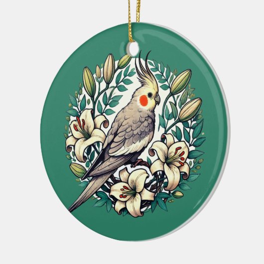 Cockatiel Bird Illustration Keramik Ornament (Links)
