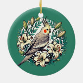 Cockatiel Bird Illustration Keramik Ornament (Hinten)
