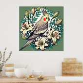 Cockatiel Bird Illustration Poster (Küche)