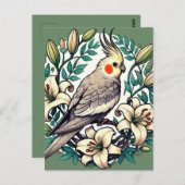 Cockatiel Bird Illustration Postkarte (Vorne/Hinten)