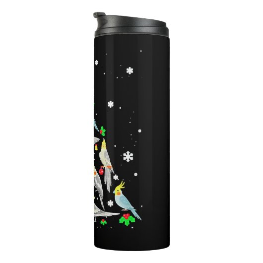 Cockatiel Christmas Tree Funny Cockatiel Bird Chri Thermosbecher (Nach rechts gedreht)