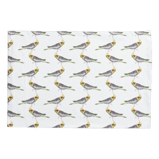 Cockatiel Frenzy Pillowcase (Farbe auswählen) Kissenbezug (Rückseite-Links)