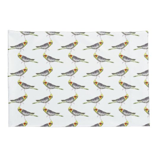 Cockatiel Frenzy Pillowcase (Farbe auswählen) Kissenbezug (Rückseite-Rechts)