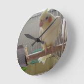 Cockatiel Fun Runde Wanduhr (Winkel)