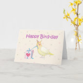 Cockatiel-Geburtstags-Karten-lustige glückliche Karte (Gelbe Blume)