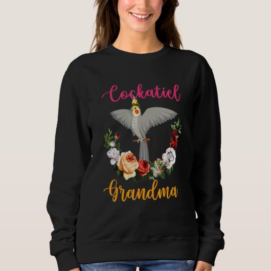 Cockatiel Grandma Floral Bird Bow Tie Lover Mother Sweatshirt (Vorderseite)