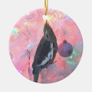 Cockatiel in der Weihnachtsbaum-Verzierung Keramik Ornament