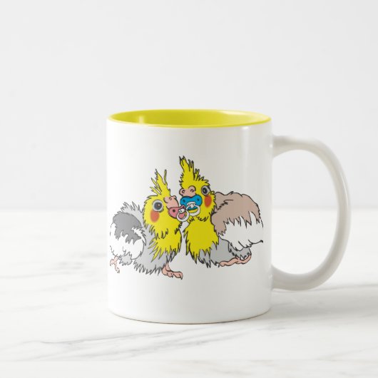 Cockatiel-Küken-Tasse Zweifarbige Tasse (Rechts)
