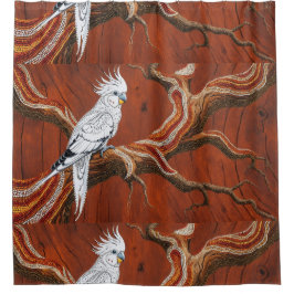 Cockatiel mit australischem Aborigine-Thema Duschvorhang