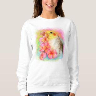 Cockatiel mit Frangipani Sweatshirt