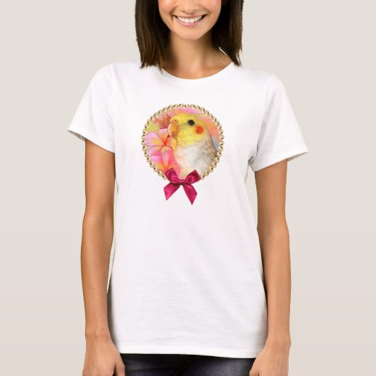 Cockatiel mit Frangipani T-Shirt (Vorderseite)
