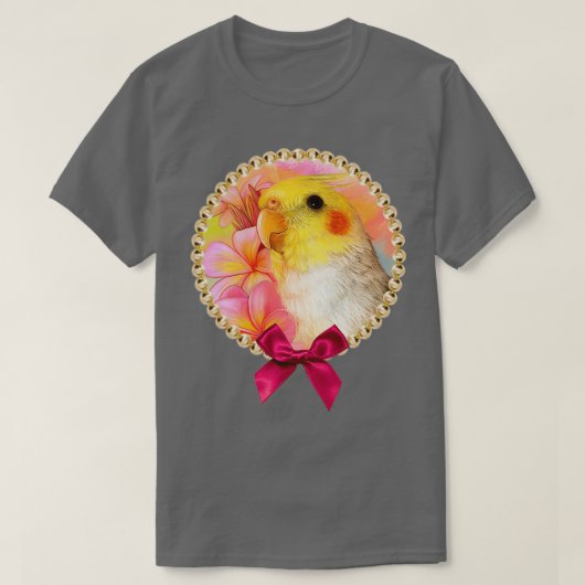Cockatiel mit Frangipani T-Shirt (Design vorne)