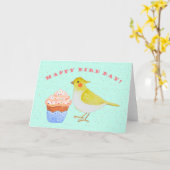 Cockatiel mit Kuchen Niedlicher Budgethai zum Gebu Karte (Gelbe Blume)