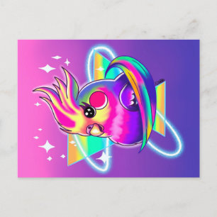 Cockatiel Neon Postcard Postkarte